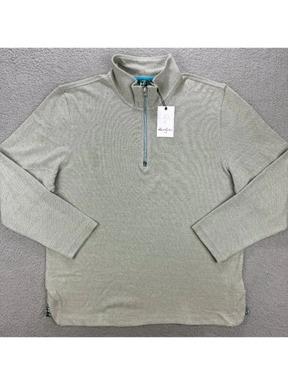 Robert Graham Sweater Men XXL 2XL Seafoam Green Grey Hobson 1/4 Quarter Zip Knit